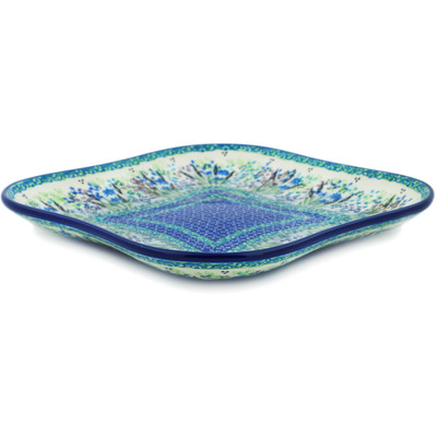 Polish Pottery Platter 10&quot; Lavender Meadow UNIKAT