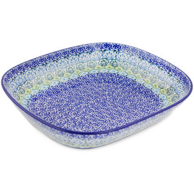 Polish Pottery Platter 10&quot; Ocean Tulips