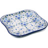 Polish Pottery Platter 10&quot; Soft Starry Flowers UNIKAT