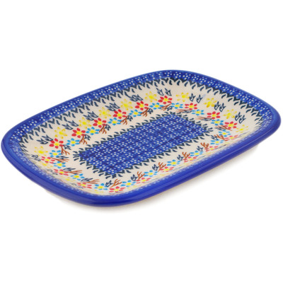 Polish Pottery Platter 10&quot; Spring Flower Ring