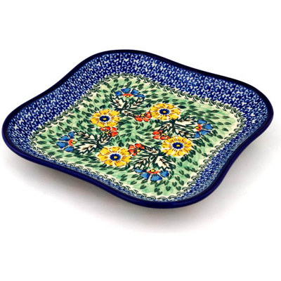 Polish Pottery Platter 10&quot; Spring Serenade UNIKAT
