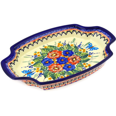 Polish Pottery Platter 10&quot; Spring Splendor UNIKAT