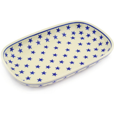 Polish Pottery Platter 10&quot; Starburst Americana