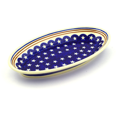 Polish Pottery Platter 10&quot; Stars And Stripes