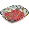 Polish Pottery Platter 10&quot; Sweet Red Petals UNIKAT