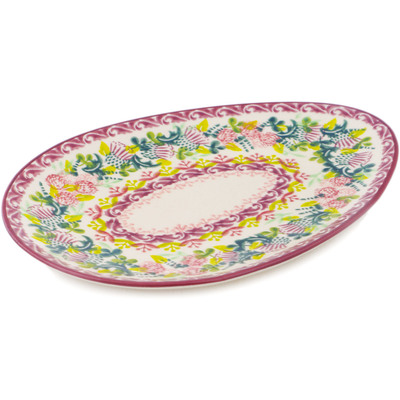 Polish Pottery Platter 10&quot; Thriving Thistle Wreath UNIKAT