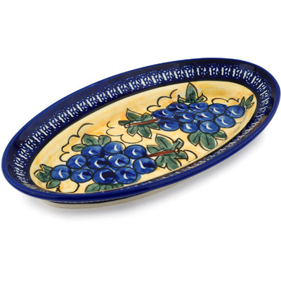 Polish Pottery Platter 10&quot; Tuscan Grapes