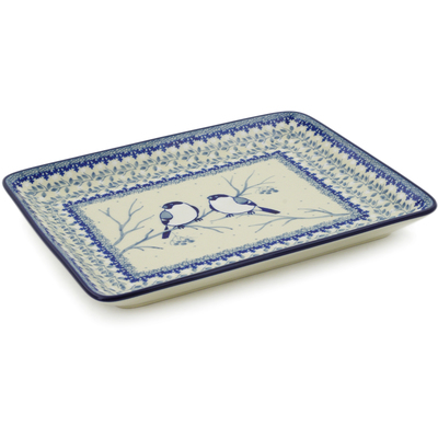 Polish Pottery Platter 10&quot; Waiting Birds UNIKAT