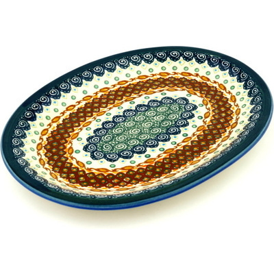 Polish Pottery Platter 11&quot; Artichoke Heart UNIKAT