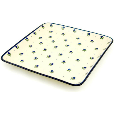 Polish Pottery Platter 11" Blue Buds