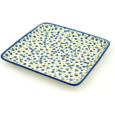 Polish Pottery Platter 11&quot; Blue Confetti