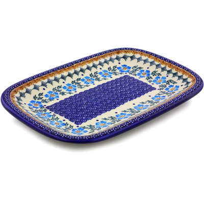 Polish Pottery Platter 11" Blue Cornflower