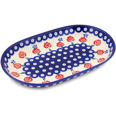 Polish Pottery Platter 11&quot; Blue Eye Spring