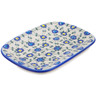 Polish Pottery Platter 11&quot; Blue Thistle Beauty