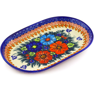 Polish Pottery Platter 11&quot; Butterfly Splendor