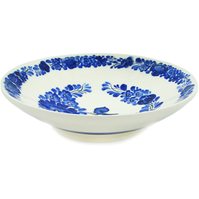 faience Platter 11&quot; Cobalt Flowers