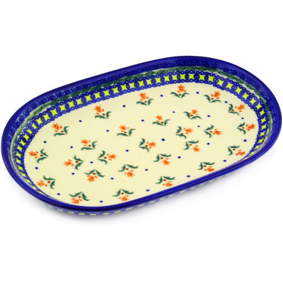 Polish Pottery Platter 11&quot; Cocentric Tulips