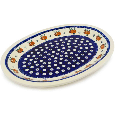 Polish Pottery Platter 11&quot; Country Apple Peacock