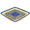 Polish Pottery Platter 11&quot; Crimson Bells