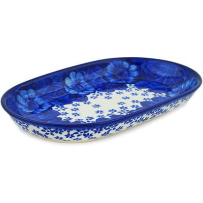 Polish Pottery Platter 11&quot; Divine Cobalt UNIKAT