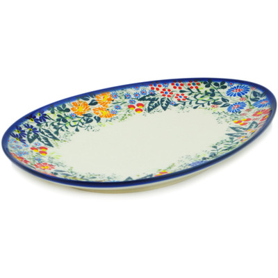 Polish Pottery Platter 11&quot; Floral Abundance UNIKAT