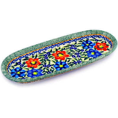 Polish Pottery Platter 11&quot; Floral Delight UNIKAT