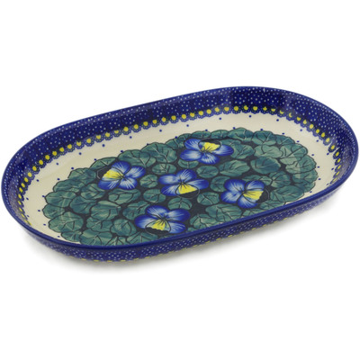 Polish Pottery Platter 11&quot; Flower In The Grass UNIKAT