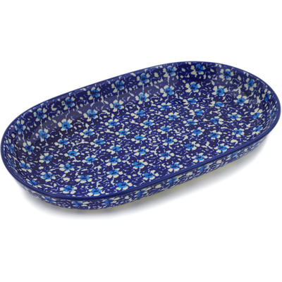 Polish Pottery Platter 11&quot; Flowers On The Lake