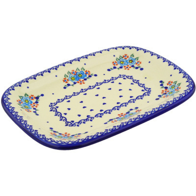 Polish Pottery Platter 11&quot; Hearts And Flowers