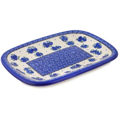 Polish Pottery Platter 11&quot; Lovely Blueberries