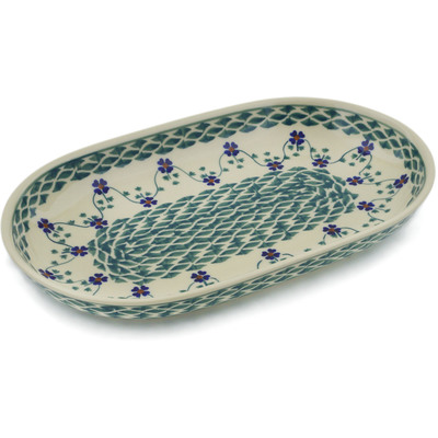 Polish Pottery Platter 11&quot; Lucky Blue Clover