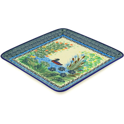 Polish Pottery Platter 11&quot; Mallard Meadow UNIKAT