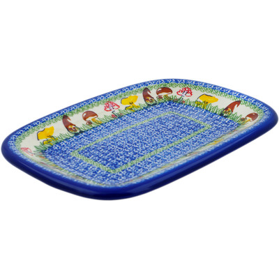 Polish Pottery Platter 11&quot; Mushroom Garden