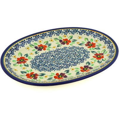 Polish Pottery Platter 11&quot; Nightingale Flower