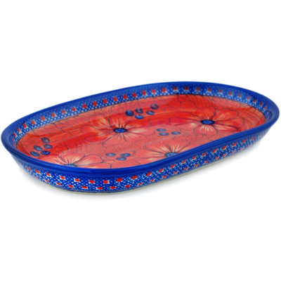 Polish Pottery Platter 11&quot; Red Hot Summer UNIKAT