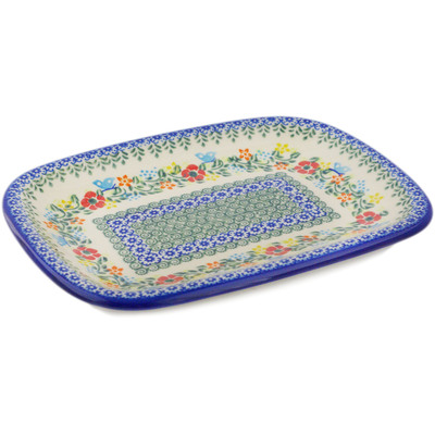 Polish Pottery Platter 11&quot; Ring Of Meadow Flowers