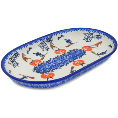 Polish Pottery Platter 11&quot; Spooky Town