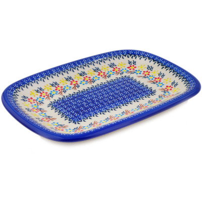 Polish Pottery Platter 11&quot; Spring Flower Ring