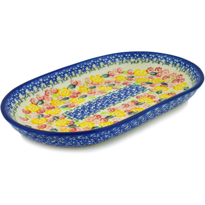 Polish Pottery Platter 11&quot; Starburst Blooms