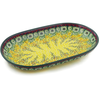 Polish Pottery Platter 11&quot; Sunshine Grotto UNIKAT