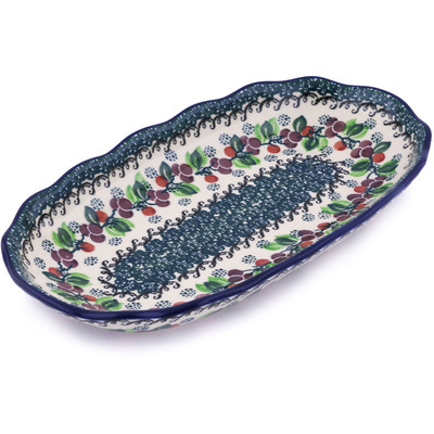 Polish Pottery Platter 12&quot; Berry Garland