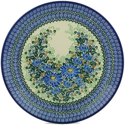 Polish Pottery Platter 12&quot; Blue Beauty UNIKAT