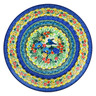 Polish Pottery Platter 12&quot; Blue Bird Delight UNIKAT