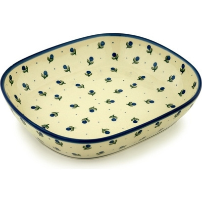 Polish Pottery Platter 12" Blue Buds