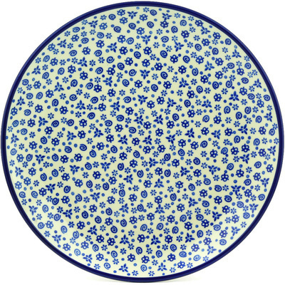 Polish Pottery Platter 12&quot; Blue Confetti