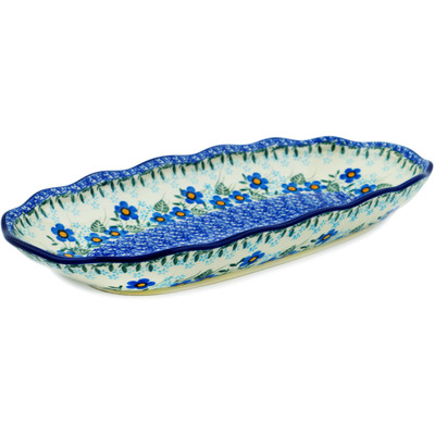 Polish Pottery Platter 12&quot; Blue Joy