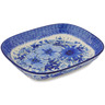 Polish Pottery Platter 12&quot; Blue Wildflower Patch UNIKAT