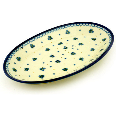 Polish Pottery Platter 12&quot; Blueberry Stars
