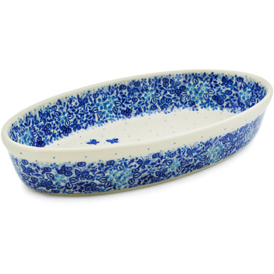 Polish Pottery Platter 12" Delicate Blue UNIKAT