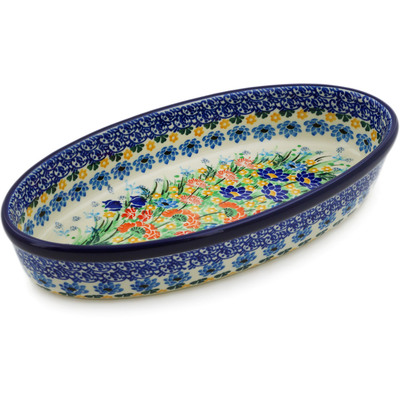 Polish Pottery Platter 12&quot; Dream Bouquet UNIKAT